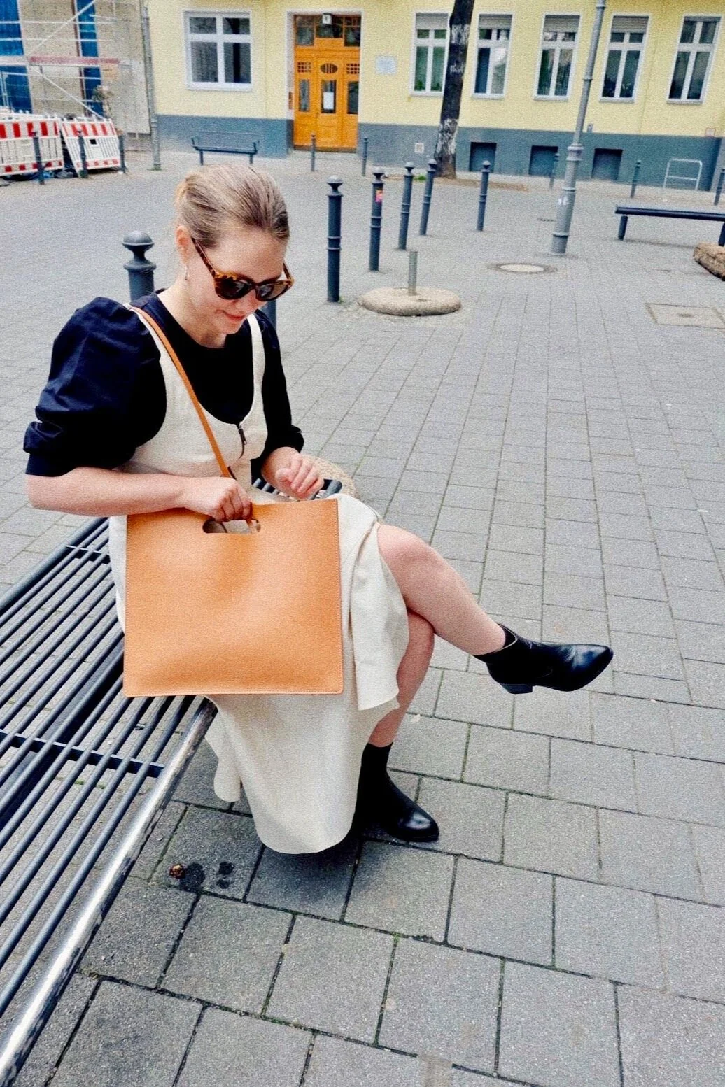 Sustainable leather online tote